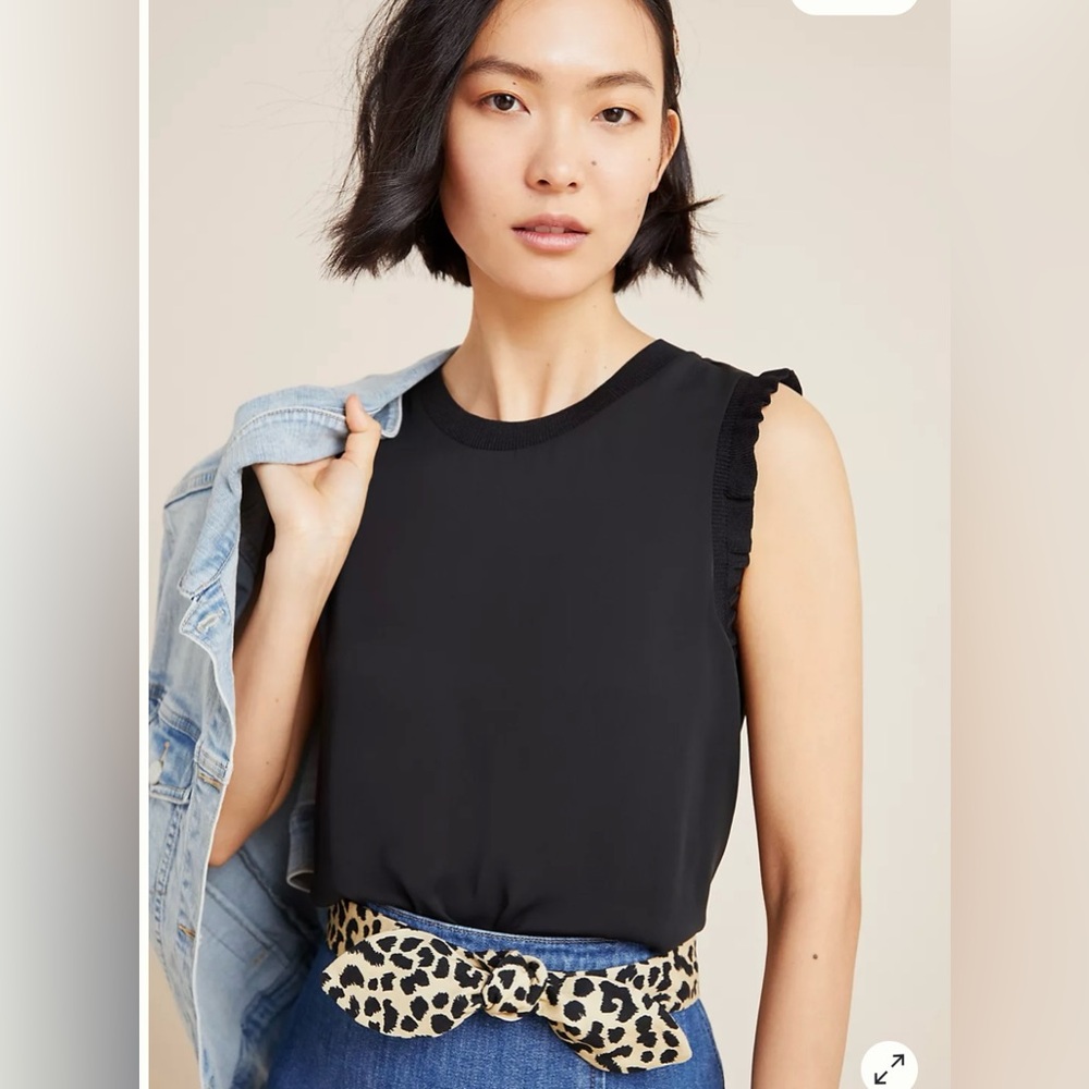 Riley Ruffled Tank black ruffle by Current Air Anthropologie Small NWT